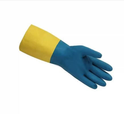 बाइकलर इंडस्ट्रियल फ्लॉक लाइनेड घरेलू दस्ताने नियोप्रीन दस्ताने रासायनिक प्रतिरोध