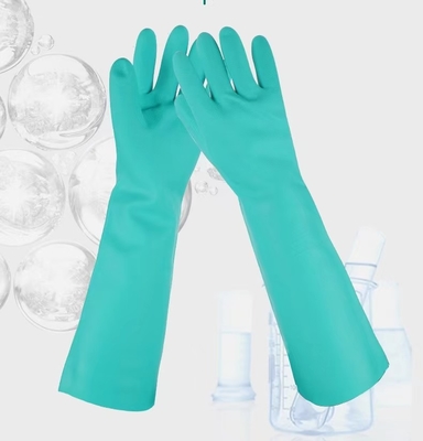 खुला हरा Nitrile दस्ताने 45cm 22mil रासायनिक दस्ताने Nitrile औद्योगिक कार्य
